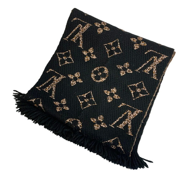 LOUIS VUITTON M75885 Echarpe Giant Monogram Jungle Scarf Black Women's - Picture 3 of 11
